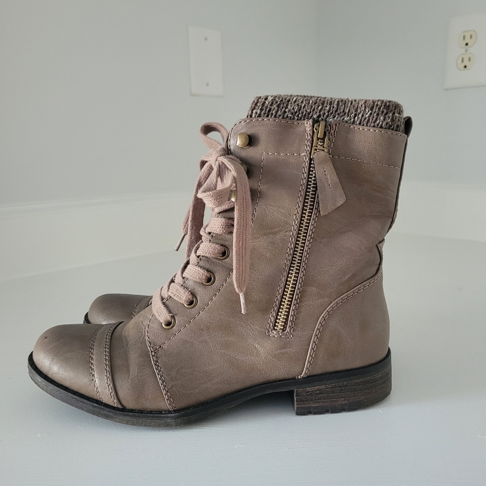 Brown/Gray Boots with Knit Cuff by Limelight Taya - Picture 7 of 7